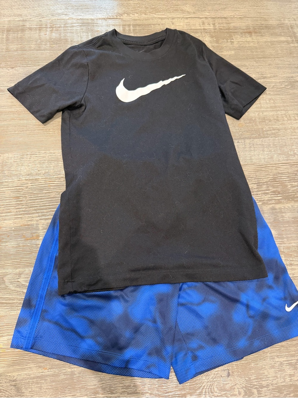 Nike Blue Shorts with Matching Black Tee